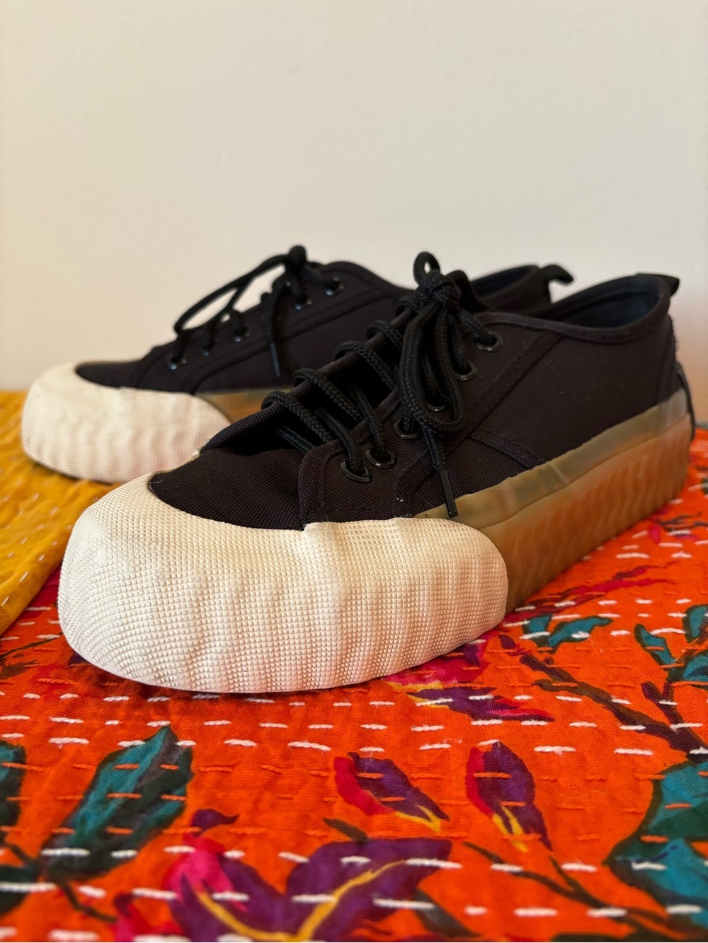 Zara Platform Black Canvas Sneakers 38